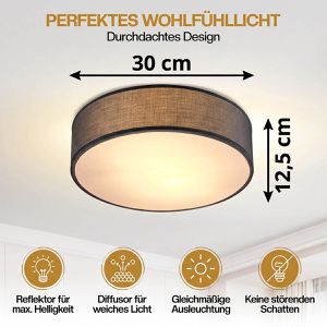 Produktbild für Deckenleuchte Monzana 109409, grau, E27-Fassung