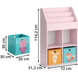Produktbild für Bücherregal Vicco Luigi, rosa, mit 2 Faltboxen