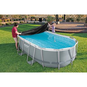 Produktbild für Poolabdeckung Bestway 58425, aus PE, schwarz, mit Spannseil