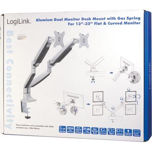Produktbild für Monitorhalterung LogiLink BP0043, Dual Monitor Arm
