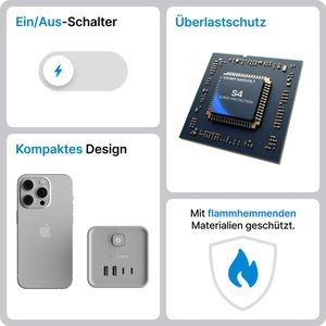 Produktbild für Steckdosenwürfel Voomy Power Cube S7, mit Schalter, grau