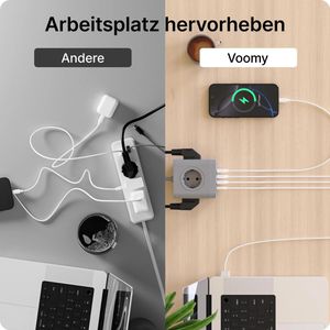 Produktbild für Steckdosenwürfel Voomy Power Cube S7, mit Schalter, grau