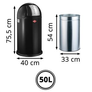 Produktbild für Mülleimer Wesco Pushboy, schwarz matt