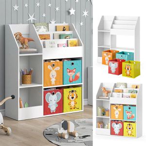 Produktbild für Bücherregal Vicco Luigi, weiß, mit 4 Faltboxen