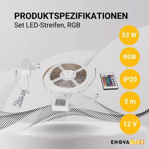 Produktbild für LED-Streifen Enovalite ELED700102, dimmbar, weiß + RGB
