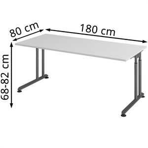 Produktbild für Schreibtisch Hammerbacher Z-Serie, lichtgrau / graphit