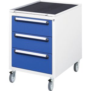 Rollcontainer Rau EUS33AME12, aus Metall, lichtgrau / blau