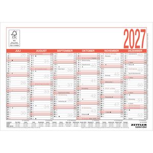 Produktbild für Tafelkalender Zettler 907, Arbeitstagekalender rot, mit Ferien