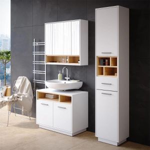 Produktbild für Spiegelschrank Vicco Beatrice, weiß / eiche