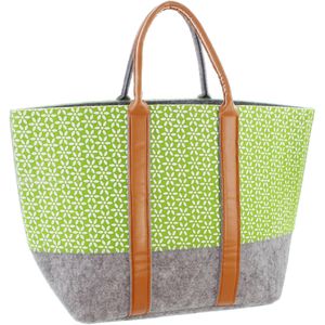 Einkaufstasche Frank-Flechtwaren Green Blossom, grün / grau