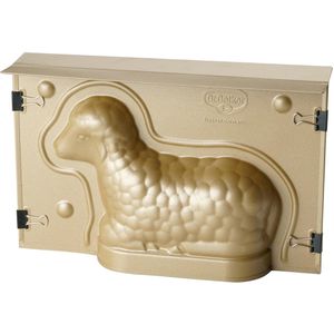 Dr.Oetker-Küchenhelfer Backform Lämmchen, Osterbackform, Stahl, 23,5 x 6 x 15 cm, gold, antihaftbeschichtet, Motivbackform