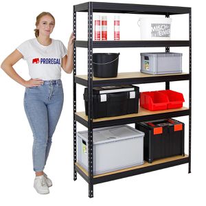 Produktbild für Schwerlastregal PROREGAL Rivet, 5 Holzböden
