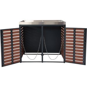 Produktbild für Mülltonnenbox Mendler HWC-K14, WPC/Metall