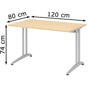 Produktbild für Schreibtisch Hammerbacher B-Serie, ahorn / silber