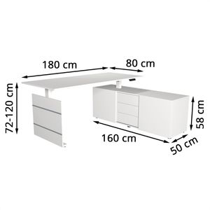 Produktbild für Schreibtisch Kerkmann Move 3, 3844, weiß, mit Sideboard