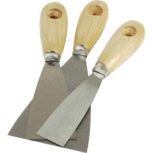 BrüderMannesmann Spachtel M 611-03, 3-teiliges Set, Malerspachtel, mit Holzgriff, 30mm, 50mm, 80mm , 3 Stück