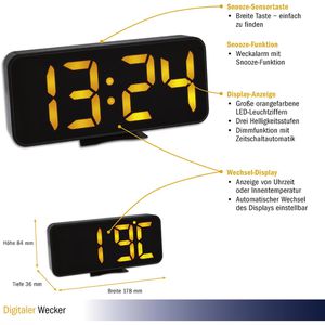 Produktbild für Wecker TFA 60.2027.01 schwarz, digital