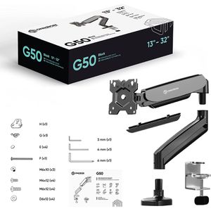 Produktbild für Monitorhalterung Onkron G50-B, VESA 75x75 &amp; 100x100 mm