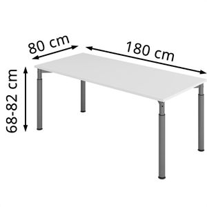 Produktbild für Schreibtisch Hammerbacher Y-Serie, lichtgrau / graphit