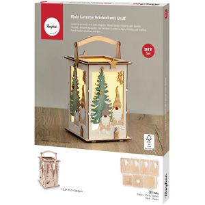 Produktbild für Laterne Rayher 64517505, Holzlaterne Wichtel, braun, indoor