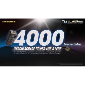 Produktbild für Taschenlampe Nitecore T4K, LED, aufladbar