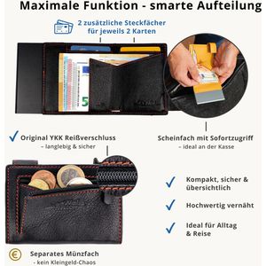 Produktbild für Kreditkartenetui SecWal Echt Leder, schwarz/rot, für 10 Karten
