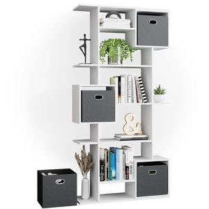 Produktbild für Bücherregal Vicco Cube, weiß, mit 2 Faltboxen