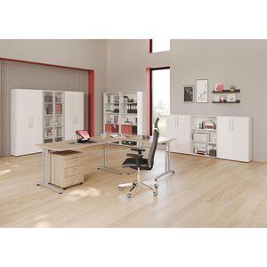 Produktbild für Schreibtisch Hammerbacher B-Serie, eiche / silber