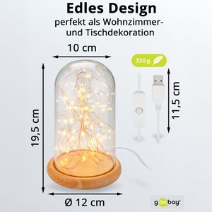 Produktbild für Dekoleuchte Goobay 60340 Glasglocke mit LED-Micro-Lichterkette
