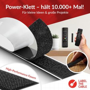 Produktbild für Klettband Label-the-cable Easy Tape Strap, schwarz