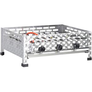 Produktbild für Gasgrill vidaXL Gastro-Gasgrill, silber, 3 Brenner