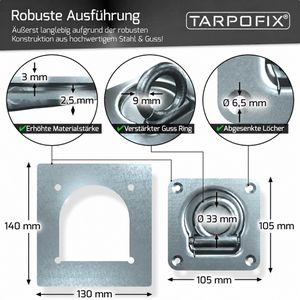 Produktbild für Zurrösen Tarpofix für Transporter und Anhänger mit Gegenplatte