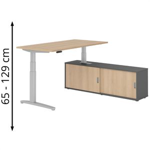 Produktbild für Schreibtisch Hammerbacher XBHM, 30555, eiche, mit Sideboard
