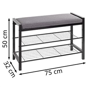 Produktbild für Schuhbank Haku-Möbel 54544, schwarz / grau, aus Metall