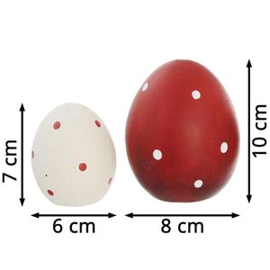 Produktbild für Osterdeko Frank-Flechtwaren Pünktchen, rot / weiß, 4 Stück