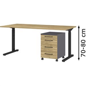Schreibtisch, AG – Böttcher eiche, Germania 2.0 Set 2-teilig, Büromöbel-Set 7, Rollcontainer Profi