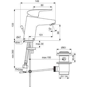 Produktbild für Waschtischarmatur Ideal-Standard Ceraflex, B1708AA, verchromt