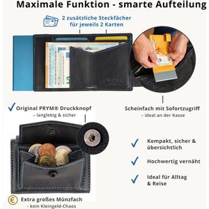 Produktbild für Kreditkartenetui SecWal Echt Leder blau/schwarz, für 10 Karten