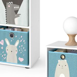 Produktbild für Bücherregal Vicco Tetra, weiß, mit 4 Faltboxen