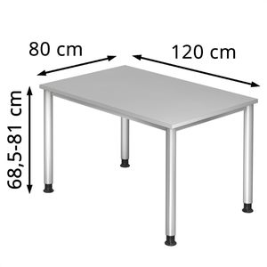 Produktbild für Schreibtisch Hammerbacher H-Serie, lichtgrau / silber