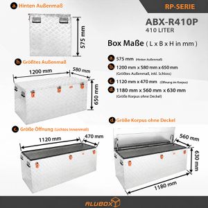 Produktbild für Fahrzeugbox ALUBOX-Alukiste ABX-R410P, Aluminium Riffelblech