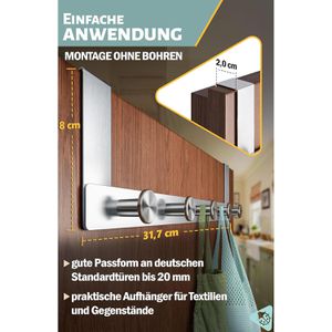 Produktbild für Türhaken 4smile für Außenseite, mit 5 Haken, silber