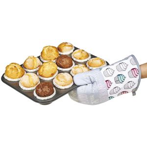 Produktbild für Ofenhandschuh Metaltex Cupcakes, 239507080, grau / weiß