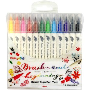 Brush-Pen Pentel SESW30C-12, Brush Sign Pen Twin