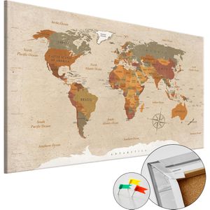 Weltkarte Artgeist Beige Chic, Englisch, mit Holzrahmen