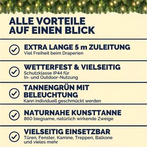 Produktbild für Weihnachtsgirlande CASARIA 107696, für innen und außen IP44