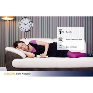 Produktbild für Wanduhr TFA 60.3529.02, Edelstahl, analog, Funkuhr