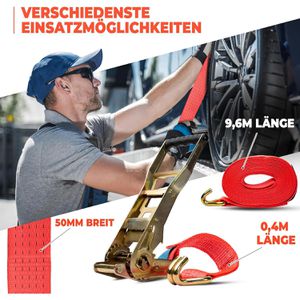 Produktbild für Spanngurt NTG rot, mit Haken &amp; Langhebel-Ratsche