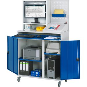 Produktbild für Computerschrank Rau Modell 67, lichtgrau / blau