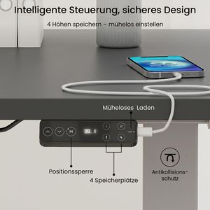 Produktbild für Schreibtisch FlexiSpot E7S 2026, schwarz / grau